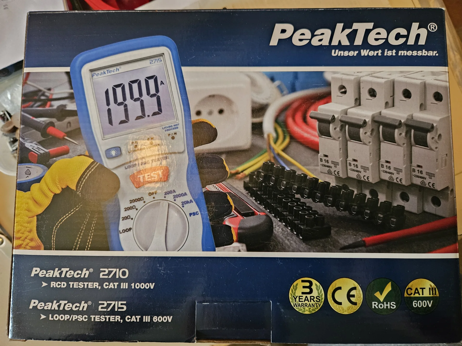 Peaktech 2715 sähköverkon oikosulkuimpedanssi mittari, kuva 2